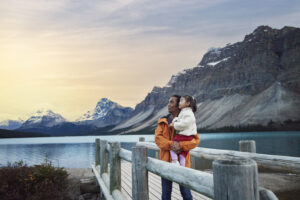 Adult and Child at Columbia Icefields Parkway