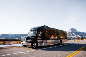 SunDog bus travelling through Columbia Icefields Parkway
